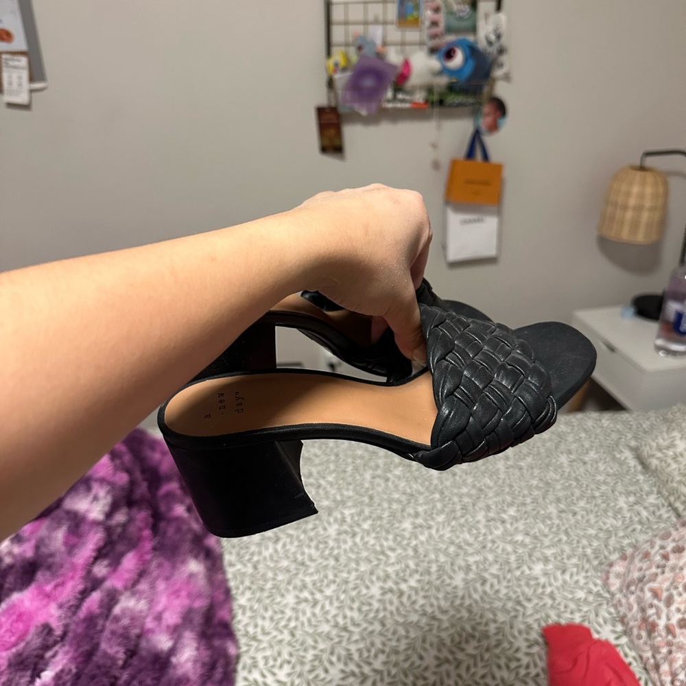 a new day Black Woven Heeled Sandals